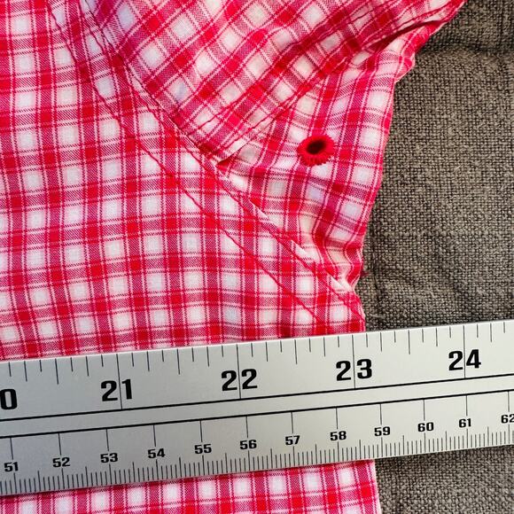 ariat pro series men’s large red white plaid button down long sleeve shirt - Picture 4 of 11